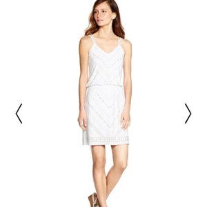 LIKE NEW White House Black Market Sleeveless Studded White Dress